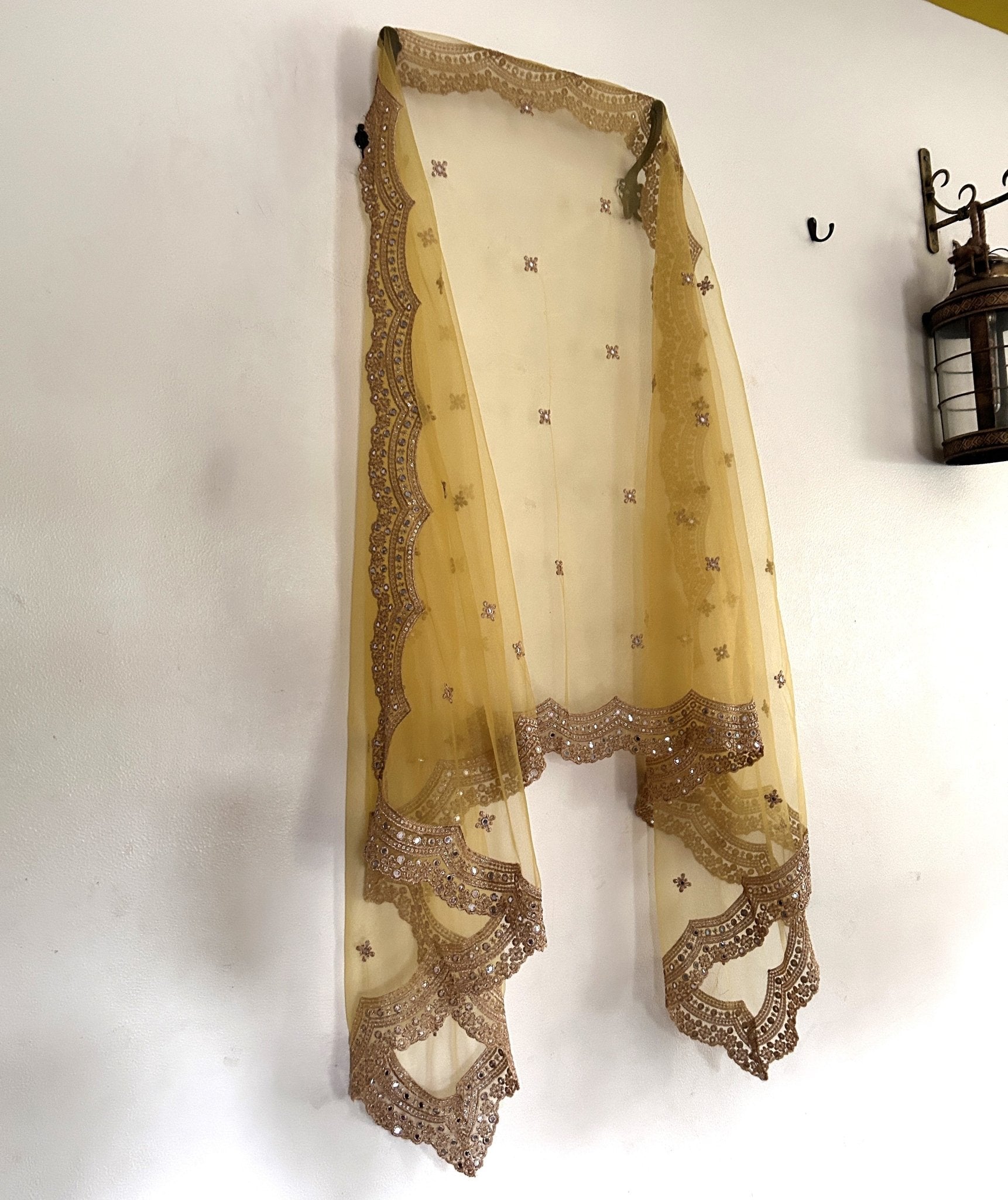 golden colour net shawl