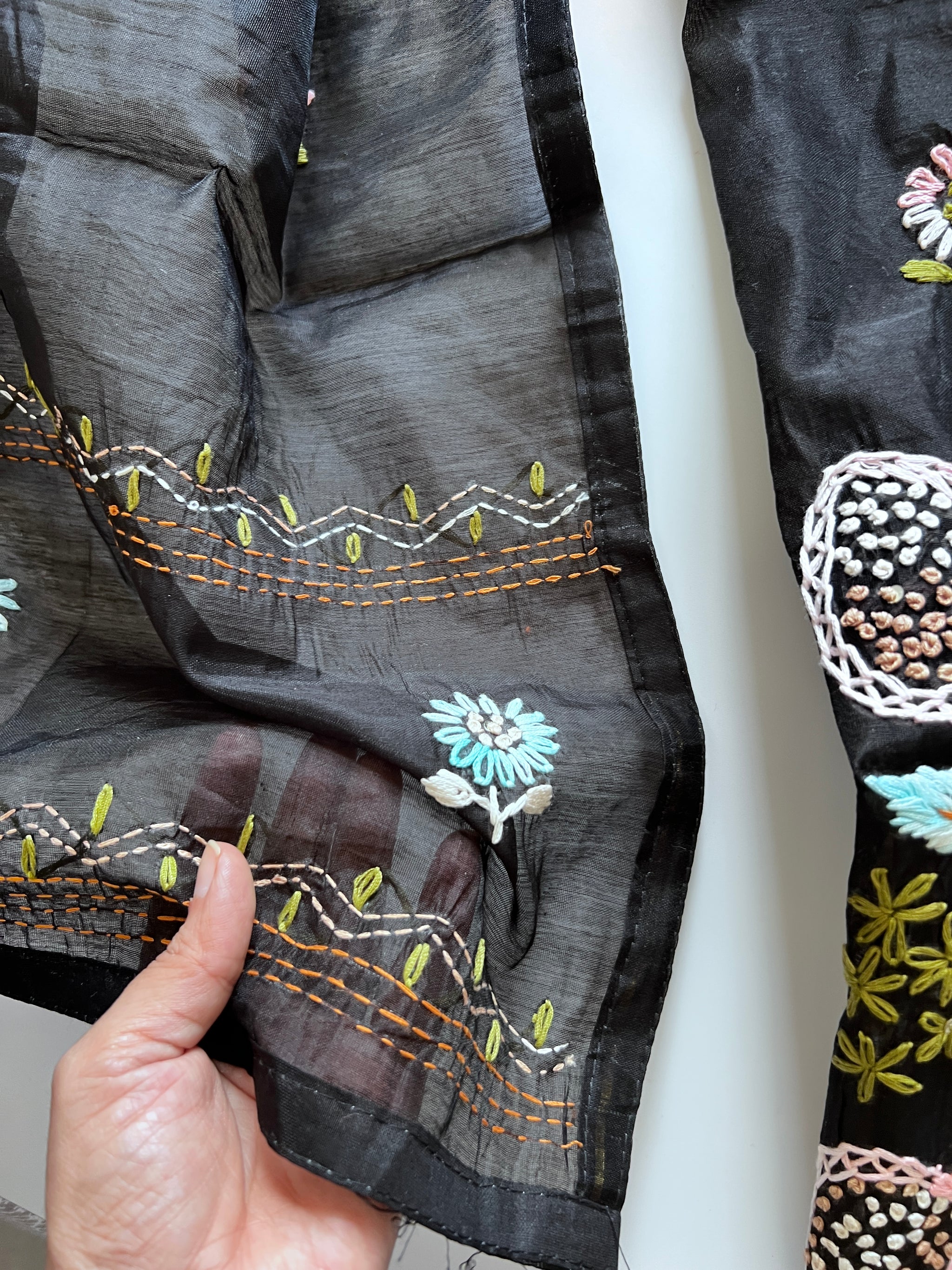 Black knot embroidery Unstitched suit material