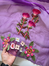 Fairy tale Embroidery on Organza premium unstitched dress material with 3D floral work