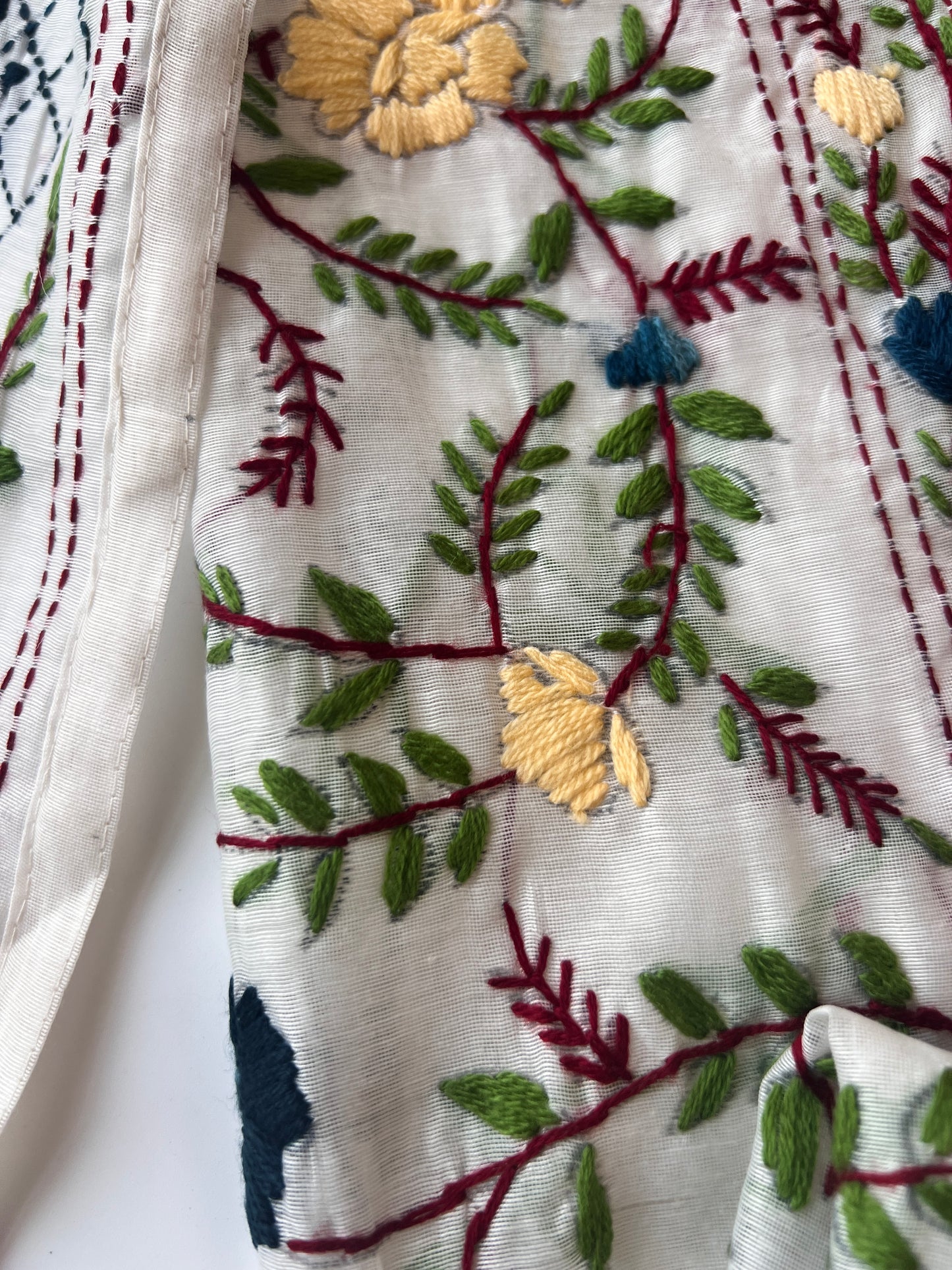 Chanderi Phulkari embroidery Unstitched suit material