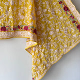 Premium Yellow Parsi Embroidery dupatta