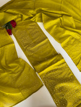 Mul Chanderi dress material with mukaish geometric