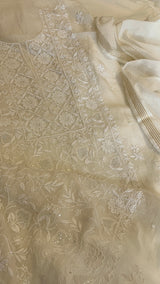 Pure lucknowi Mul handwork chikankari Kurta Dupatta set