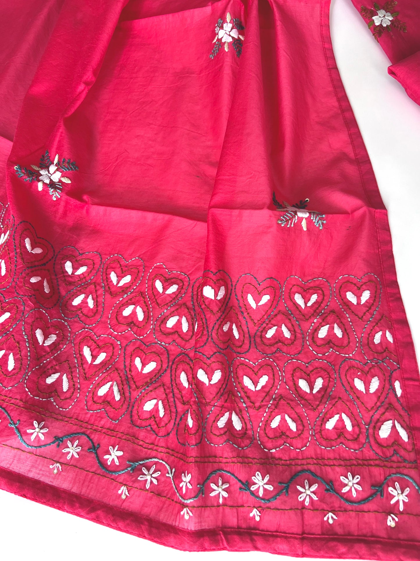 Chanderi knot embroidery Unstitched suit material