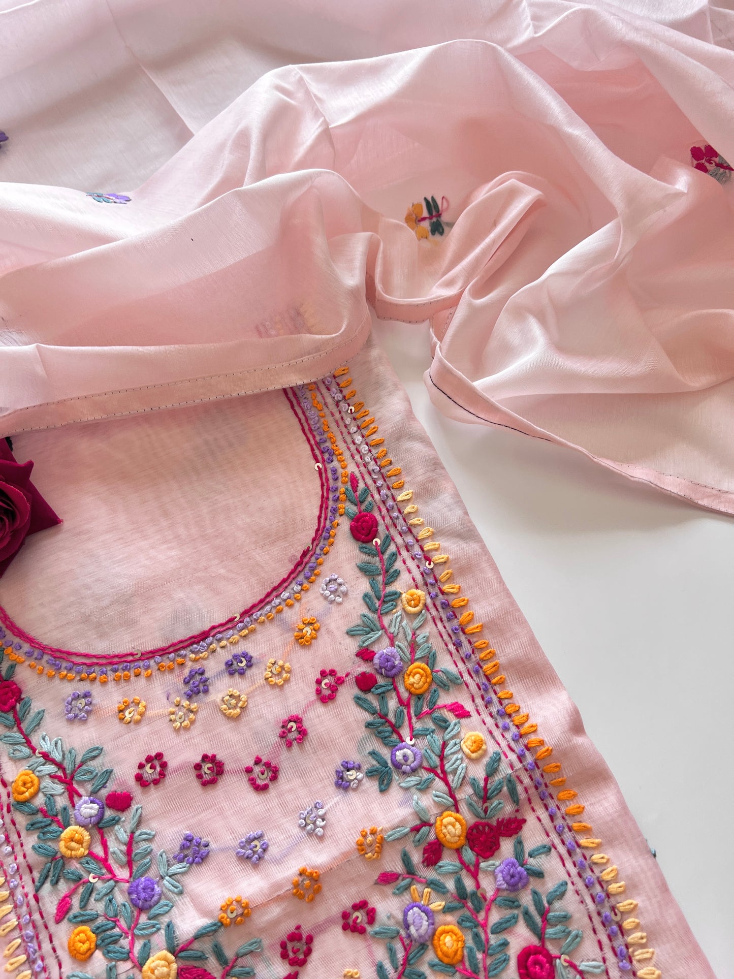 Knot embroidery Unstitched suit material