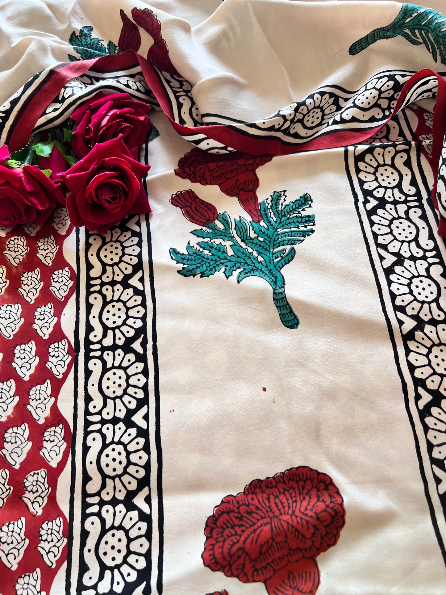 Original Handblock Ajrakh print on Modal fabric Unstitched suit set