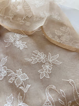 Beige Pure Organza with Swan embroidery Un-stitched Suit set
