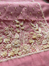 Mul Chanderi Handwork with Parsi dupatta Unstitched Suit set