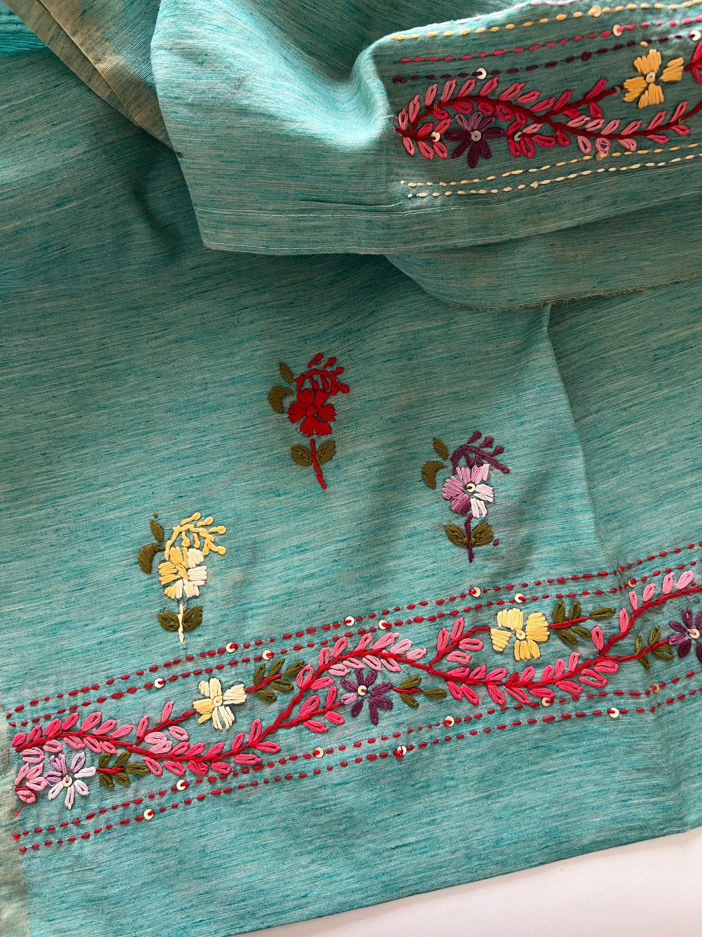 Knot embroidery Unstitched suit material 2 pc