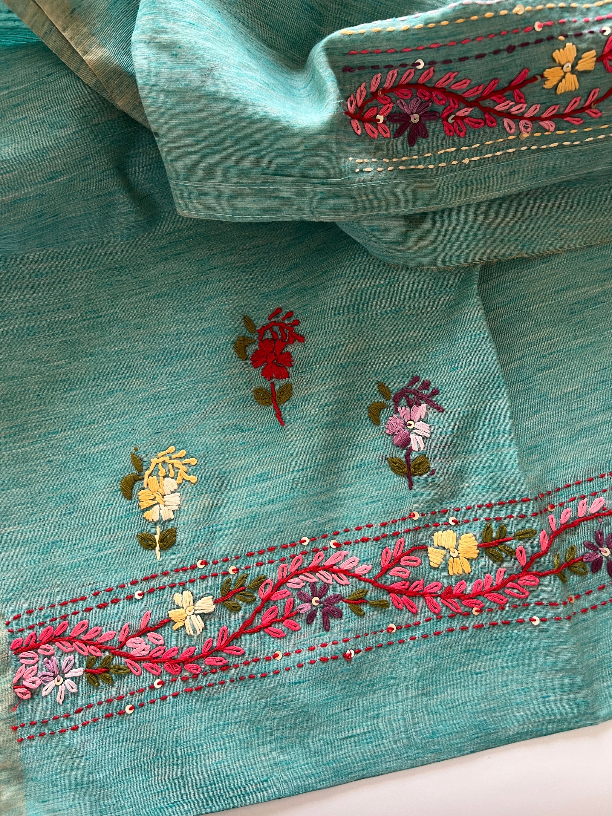 Knot embroidery Unstitched suit material 2 pc