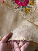 Sunflower Embroidery Crush tissue Silk Dress material