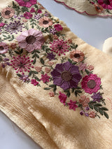 Yellow Sunflower Embroidery Crush dress material unstitched