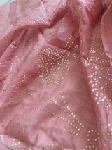 Pastel Pink Mul Chanderi dress material with pitta and mukaish work dupatta