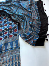 Blue Original Handblock Ajrakh print on Modal fabric Unstitched suit set