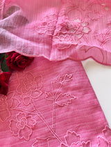 Pink Kotta cutwork Embroidered Unstitched Suit