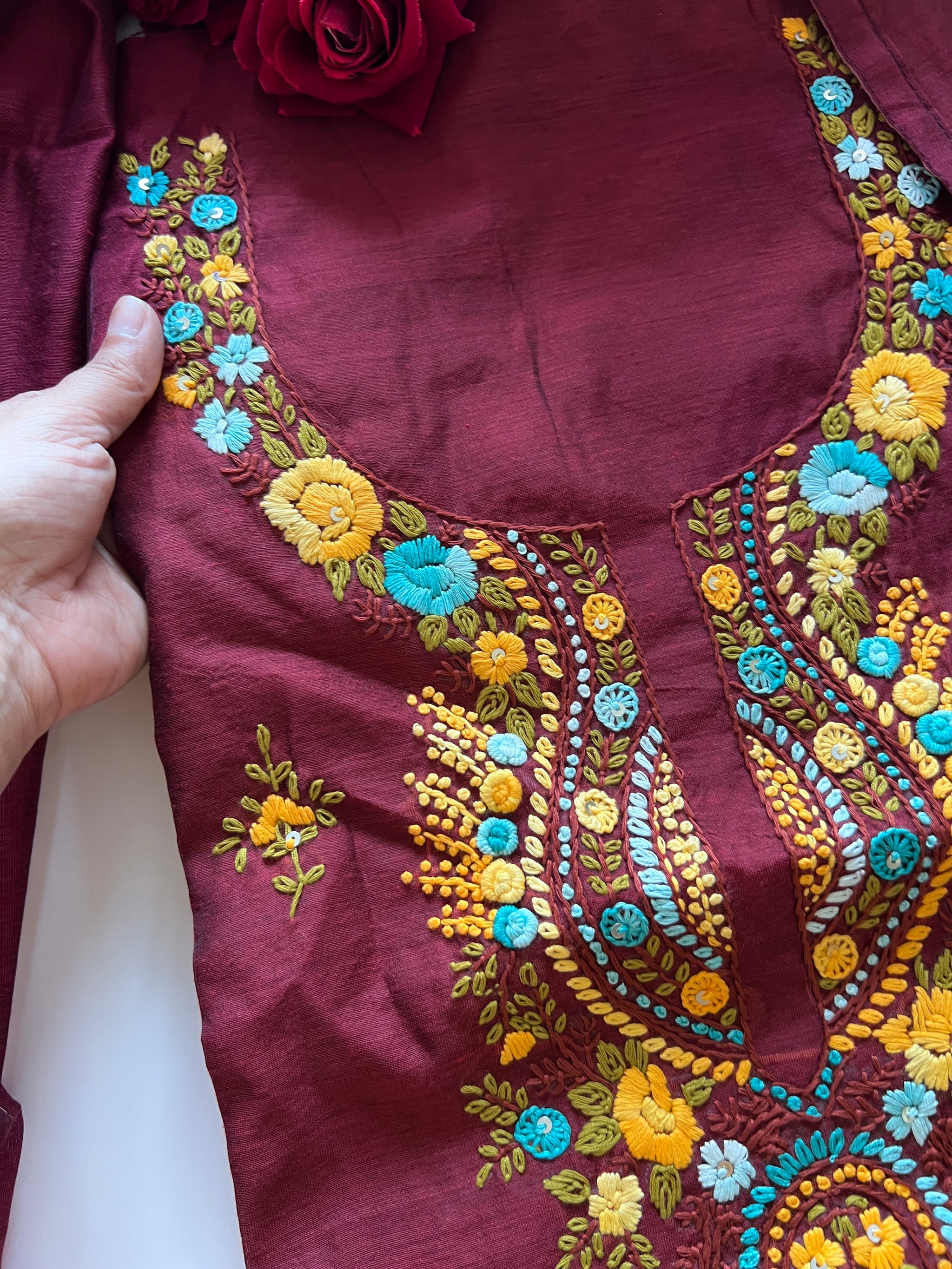 Knot embroidery Unstitched suit material