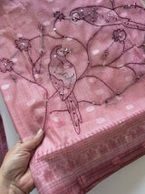 Pink Bird Embroidered Unstitched Suit