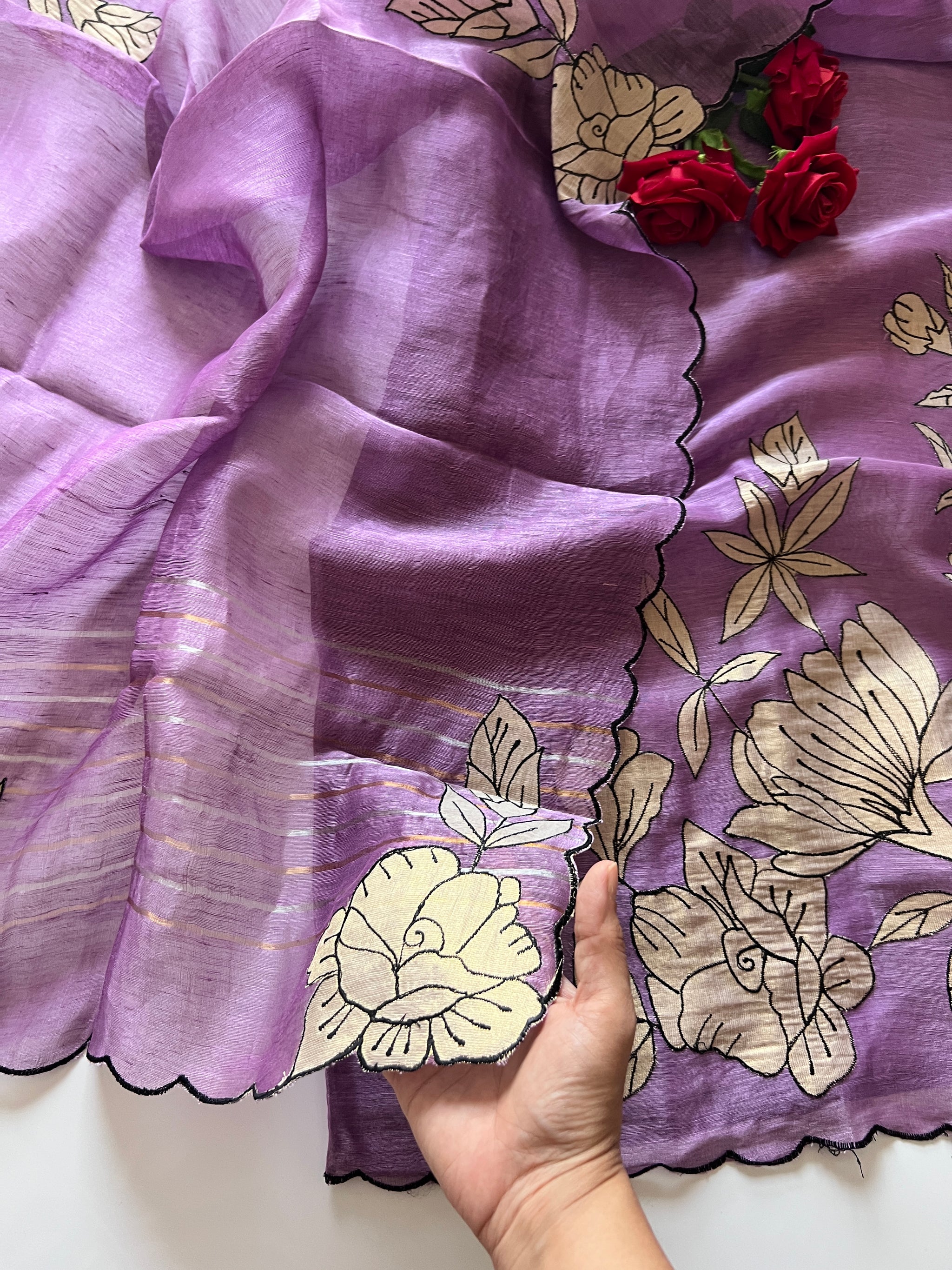 Pure Silk linen patchwork premium unstitched suit.