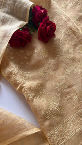Yellow Pure Linen embroidered premium unstitched dress material
