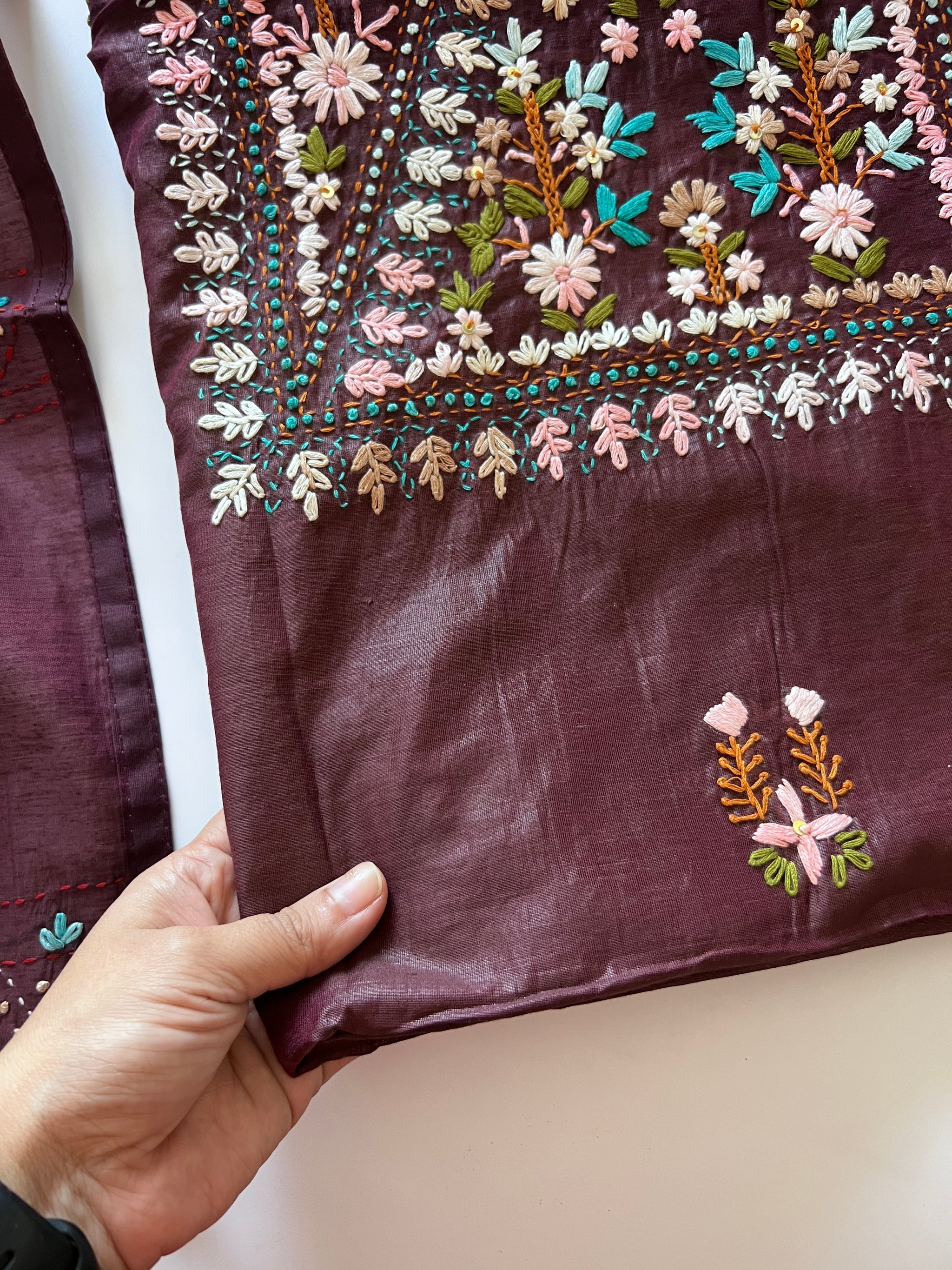 2 pc Knot embroidery Unstitched suit material