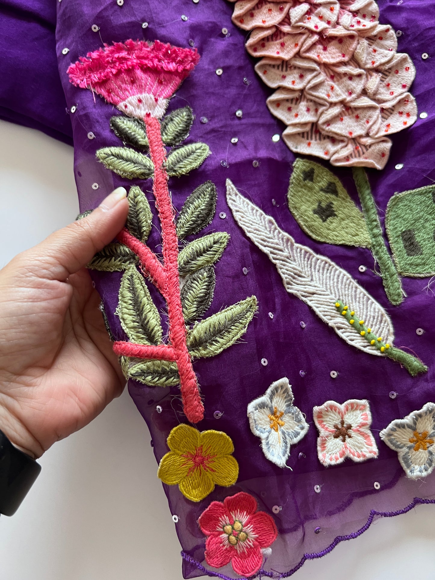 Fairy tale Embroidery on Organza premium unstitched dress material with 3D floral work