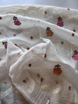 Pure Linen White embroidered premium unstitched dress material