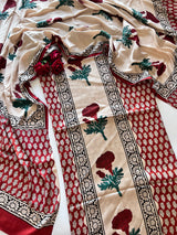 Original Handblock Ajrakh print on Modal fabric Unstitched suit set
