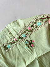 Pista green Phulkari embroidery Unstitched suit material