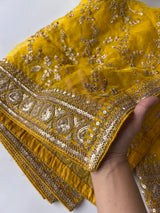 Yellow Organza Sabyasachi concept dupatta with all over embroidery