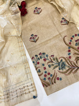 Khadi cotton embroidery Designer Unstitched suit