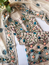 Chanderi Phulkari embroidery Unstitched suit material