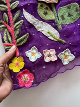 Fairy tale Embroidery on Organza premium unstitched dress material with 3D floral work