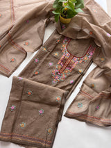 Chanderi knot embroidery Unstitched suit material