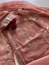 Mul Chanderi dress material unstitched Suit set