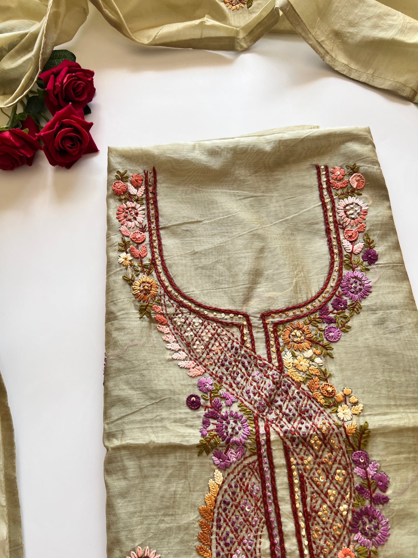 Knot embroidery Unstitched suit material