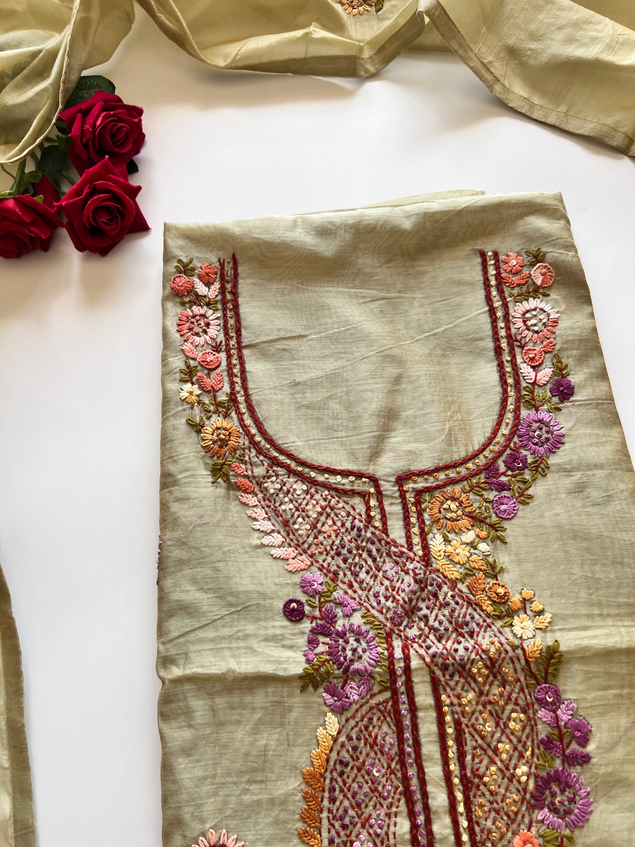 Knot embroidery Unstitched suit material