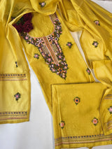 Chanderi knot embroidery Unstitched suit material