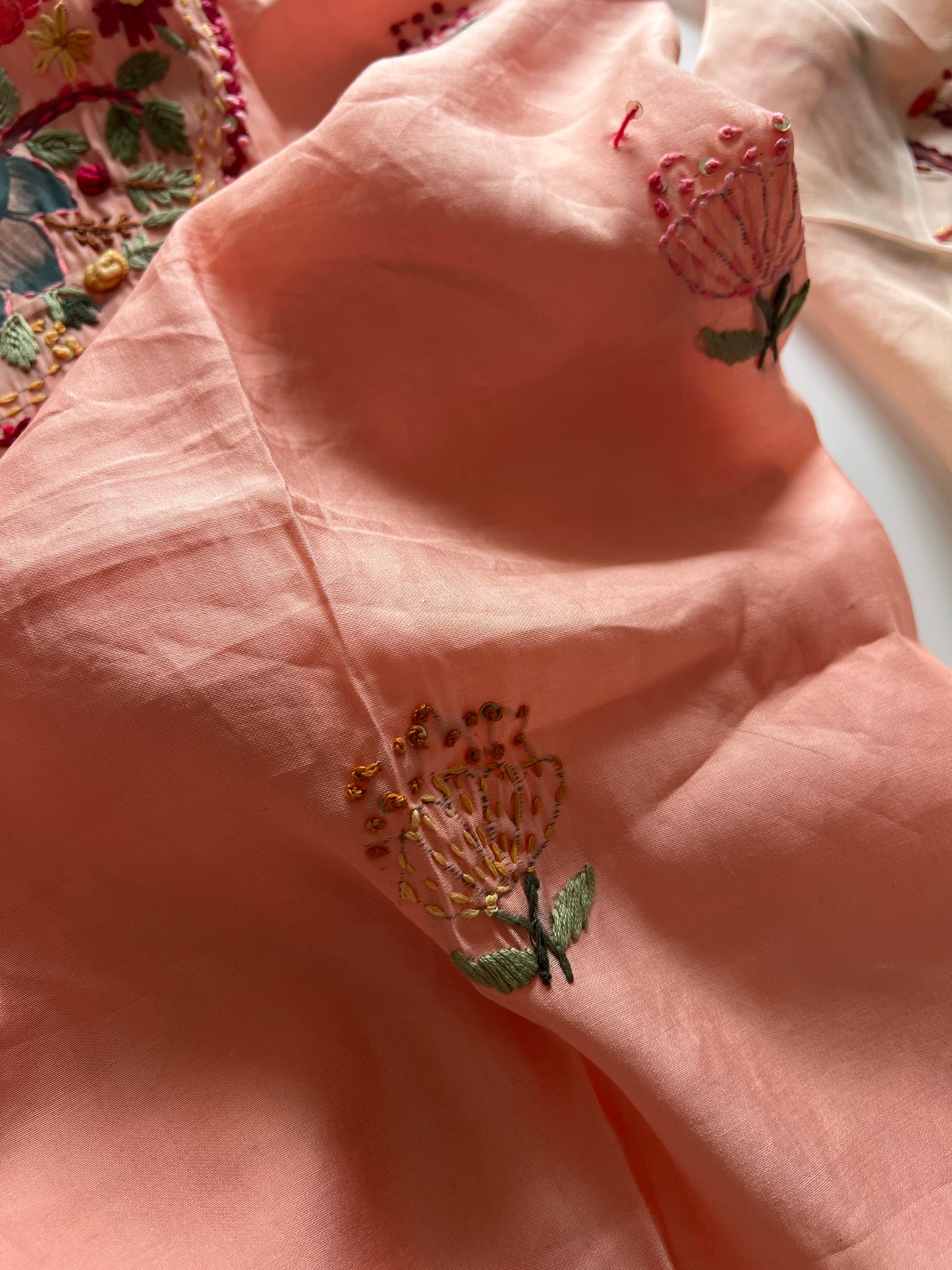 Knot embroidery Masleen Silk Designer Unstitched suit