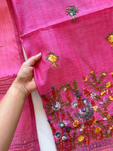 Pink Knot embroidery Unstitched suit material 2 pc