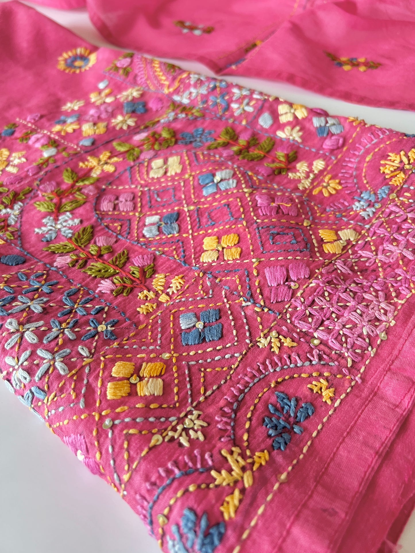 Knot embroidery Unstitched suit material 2 pc