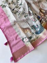 Shikargah printed Dupatta with Chanderi kurta Unstitched suit material