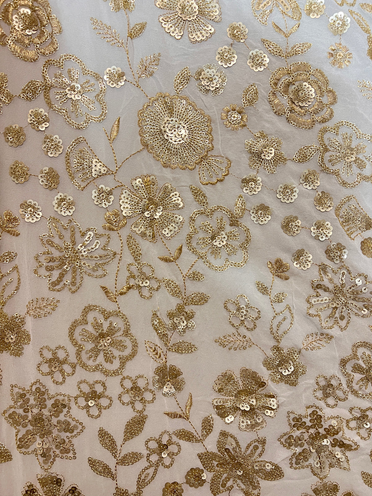 Dyeable georgette Sequin embroidery fabric.