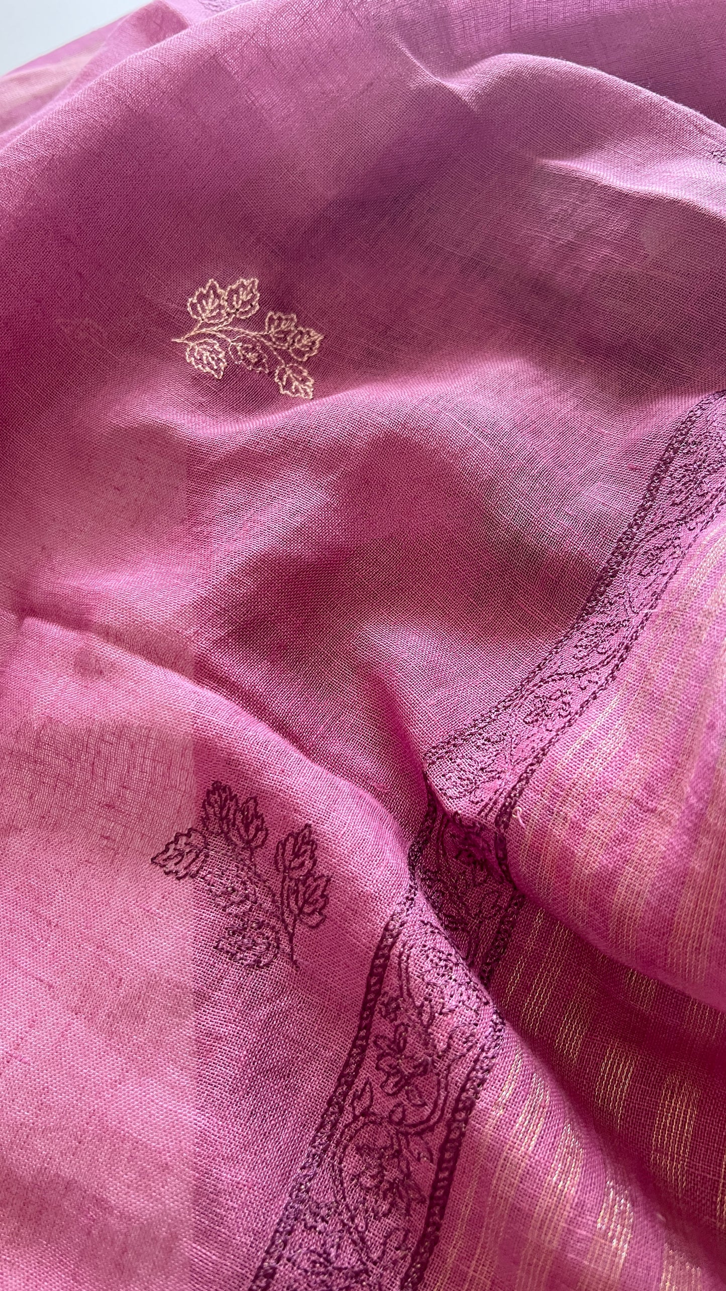 Purple Pure Linen embroidered premium unstitched dress material