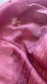 Purple Pure Linen embroidered premium unstitched dress material