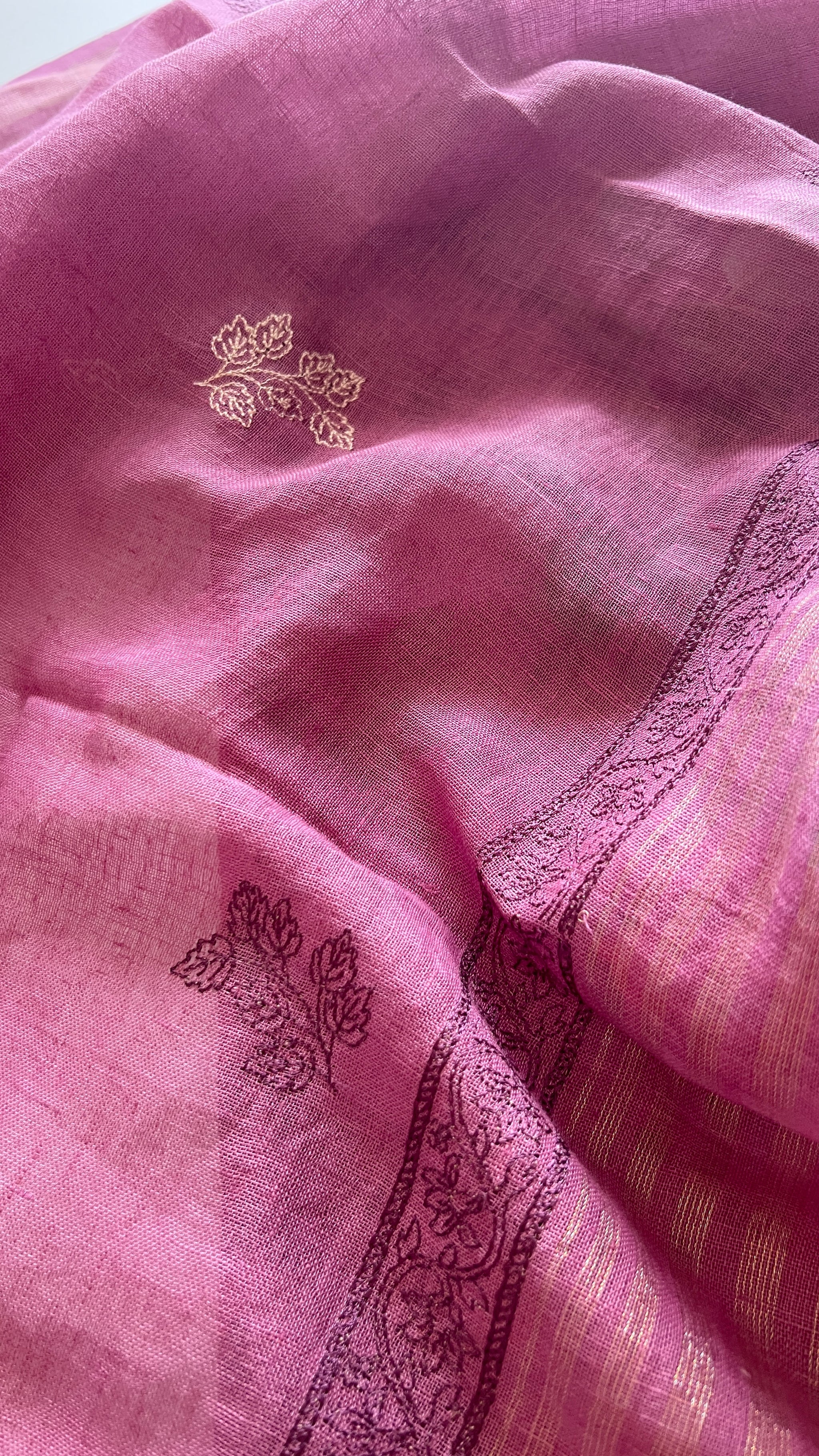 Purple Pure Linen embroidered premium unstitched dress material