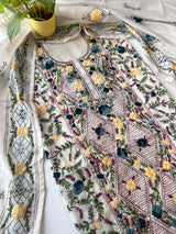 Chanderi Phulkari embroidery Unstitched suit material