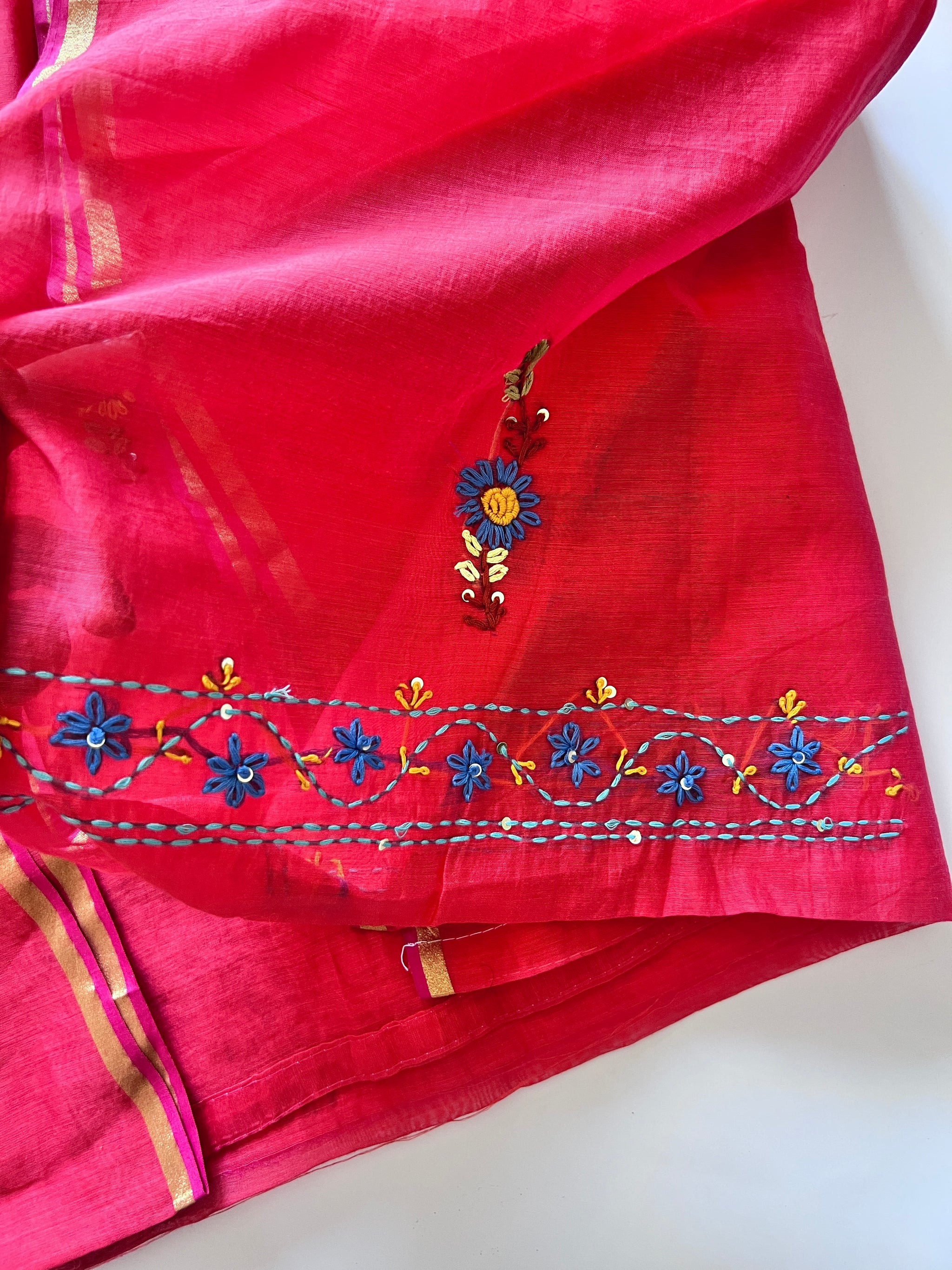 Knot embroidery Unstitched suit material 2 pc