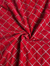 Red velvet sequin embroidered fabric