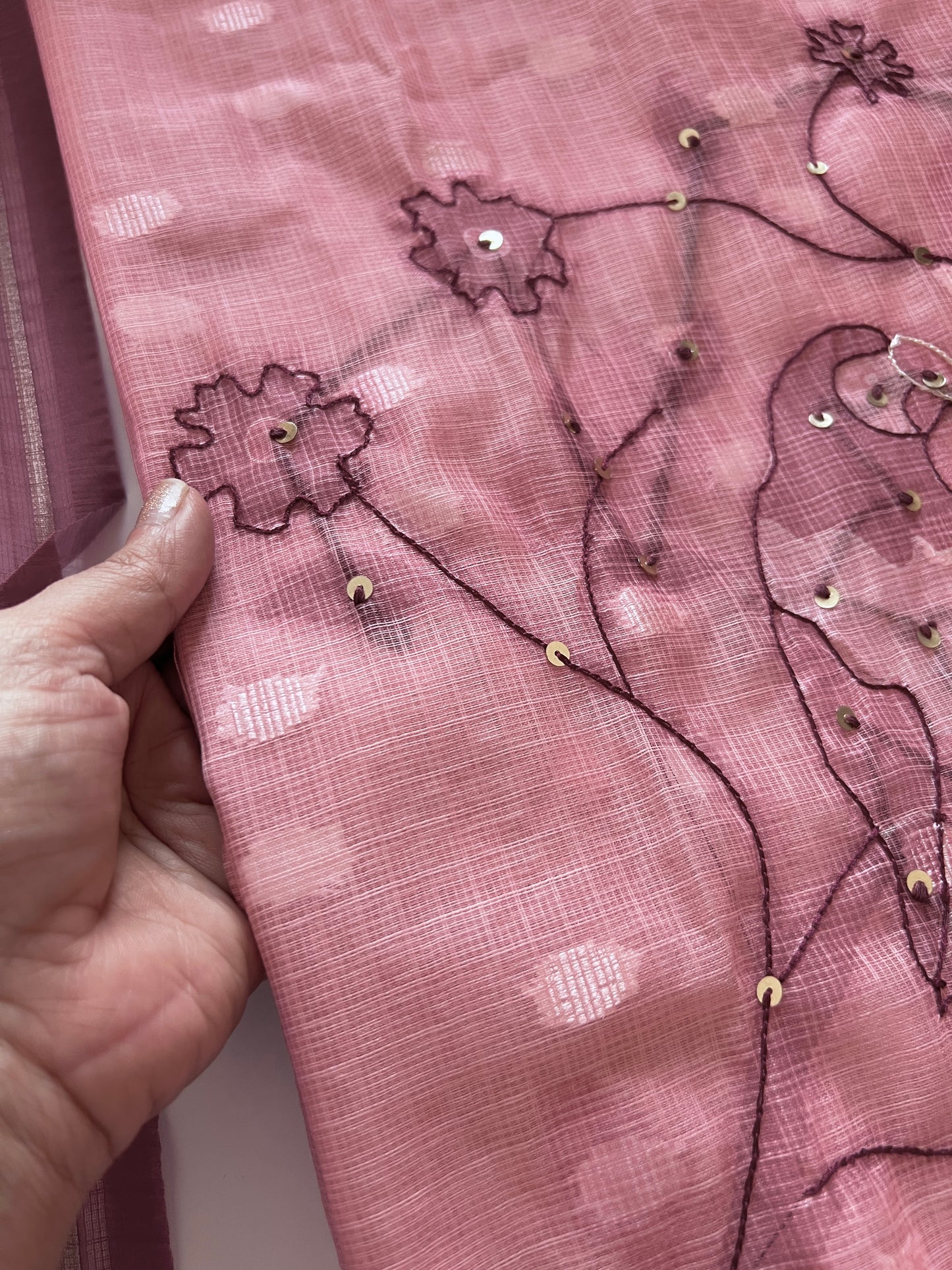 Pink Bird Embroidered Unstitched Suit