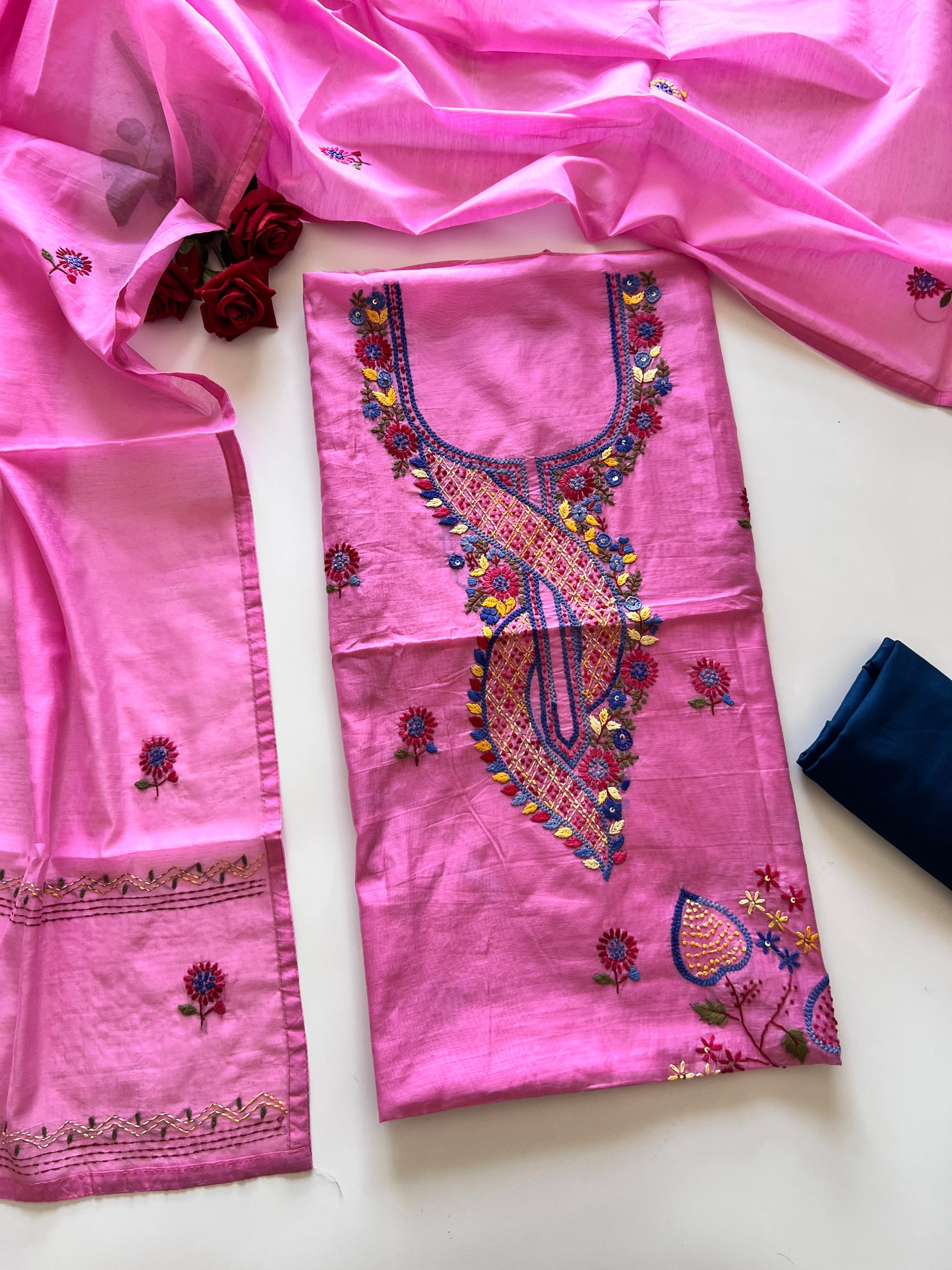Knot embroidery Unstitched suit material